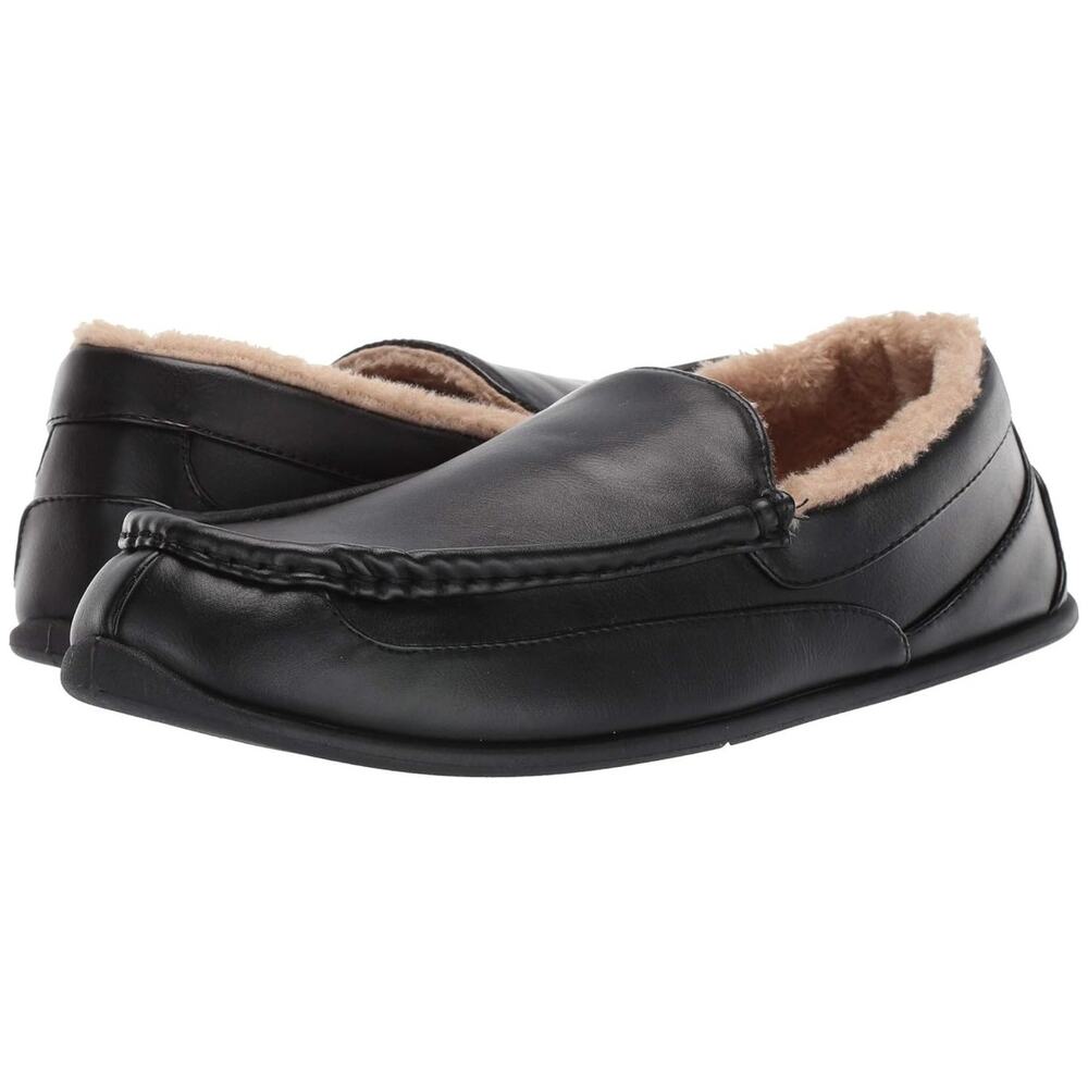 Deer Stags Men Spun Slip On Plush Loafer Slipper Size US 12M Black Vegan Leather